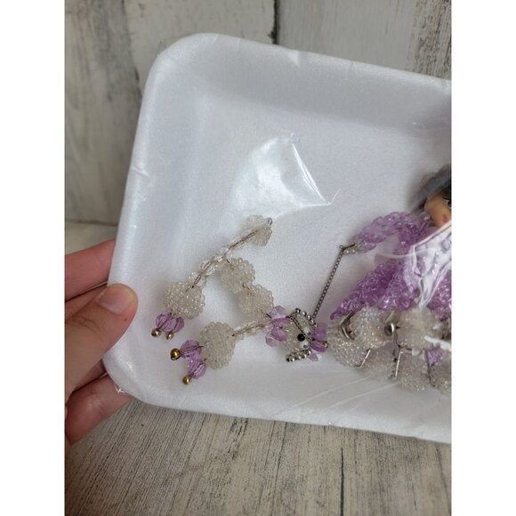 Vintage Victorian Beaded woman poodle umbrella ornament xmas - Picture 5 of 8